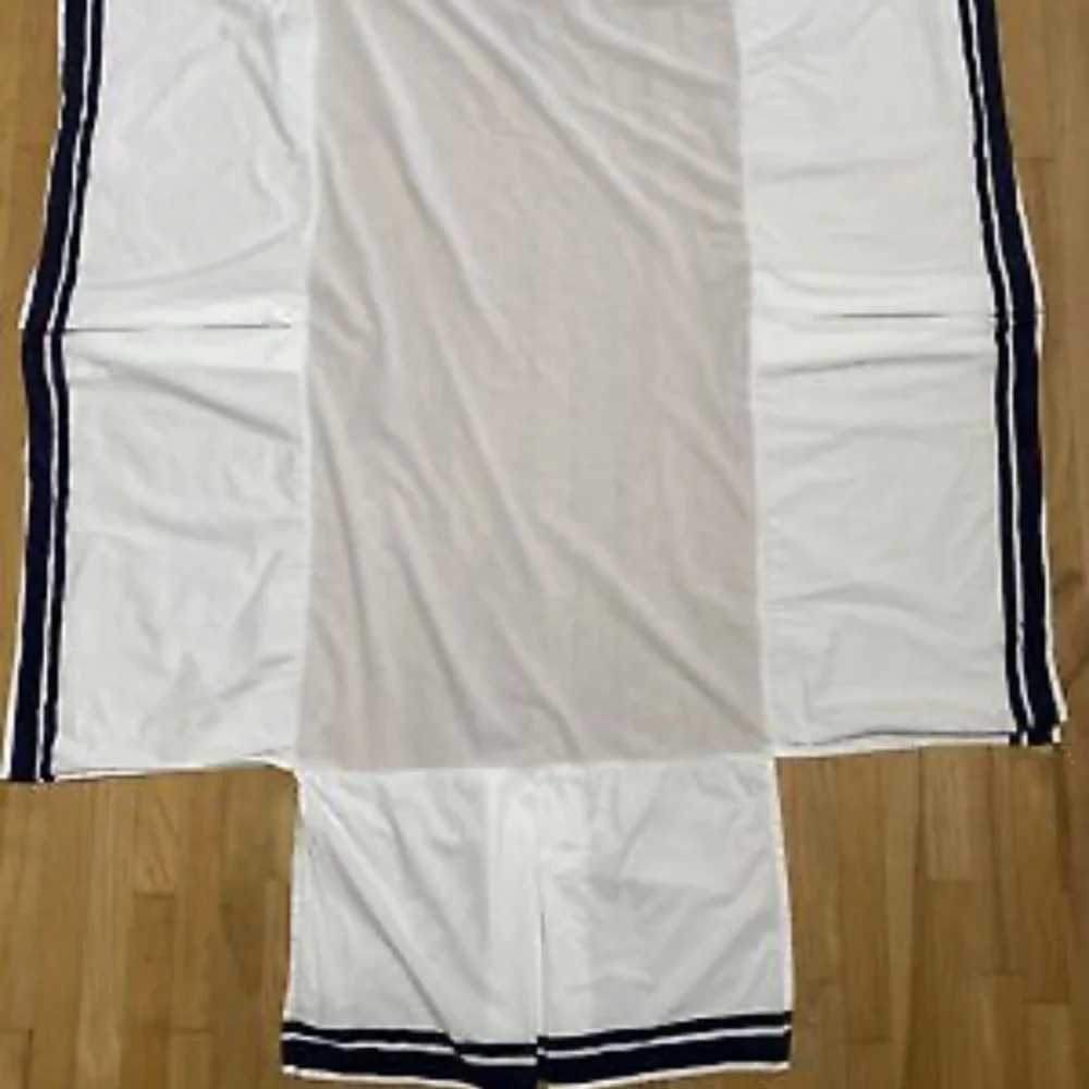 Pottery Barn Kids White and Navy Striped Crib Bedding Set